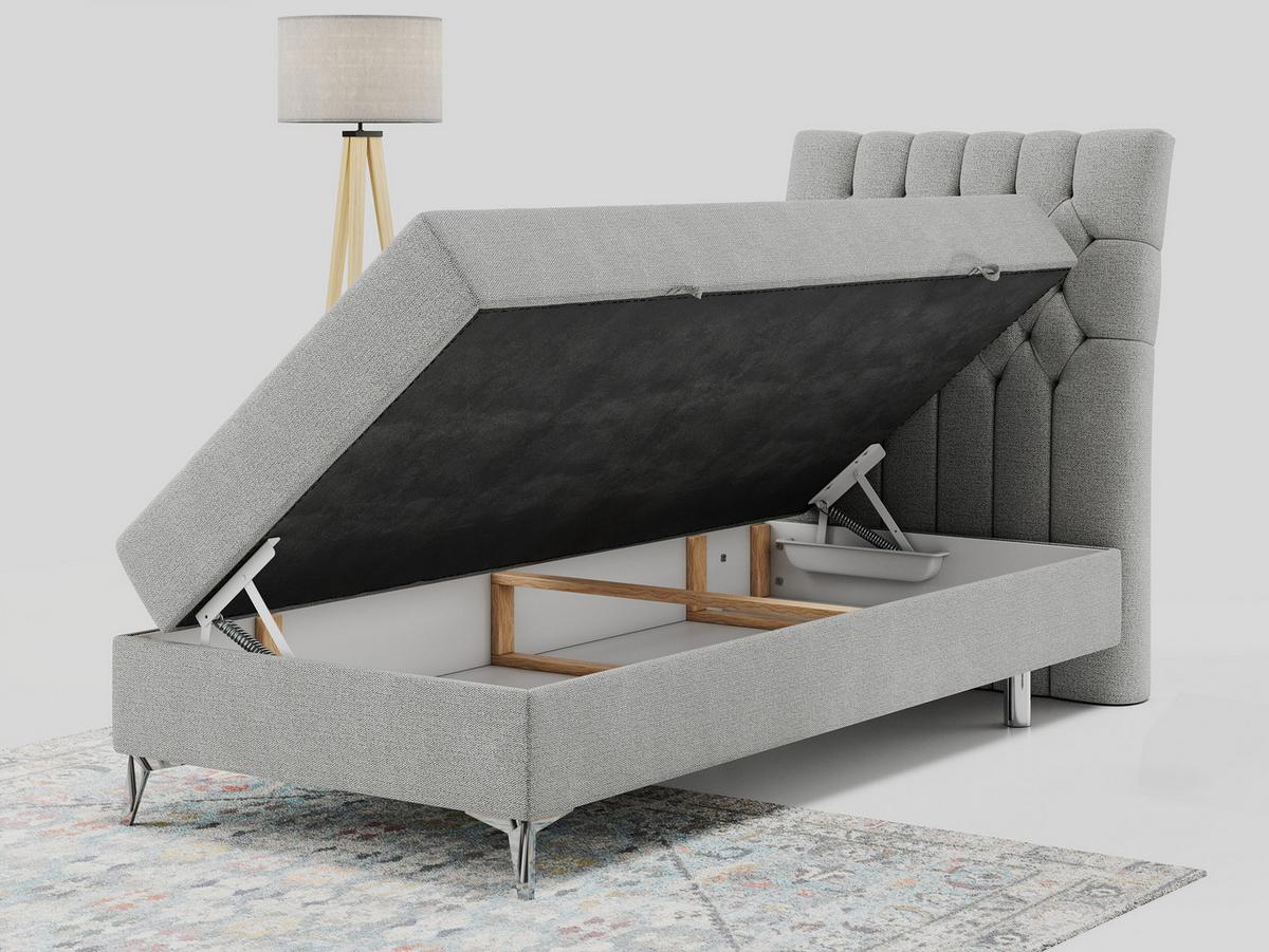 BOXBETT MILEN 90/200 Hellgrau Struktur - H4 - Rechts Seite - Hellgrau, Holz/Textil (90/200cm) - MKS