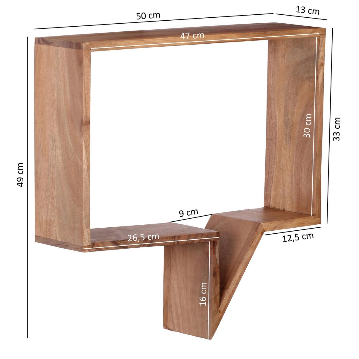 WANDREGAL Set MUMBAI Massivholz Hängend Landhausstil, Akazie 50x13x49 cm - Akaziefarben, Holz (50/49/13cm) - KADIMA DESIGN