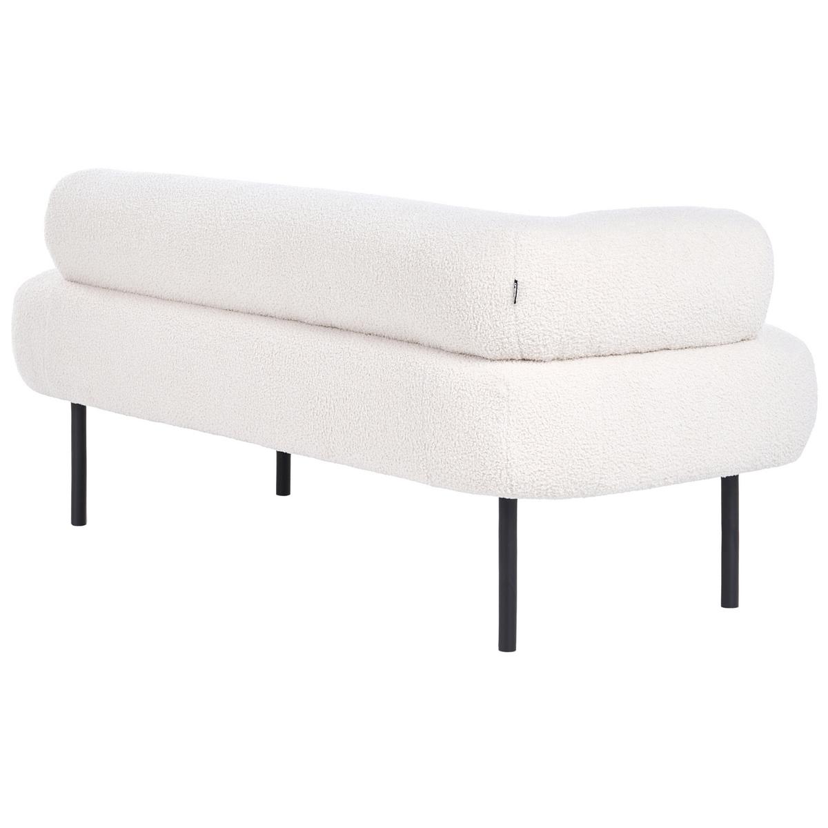 CHAISELONGUE-LINKSSEITIGE Bouclé Cremeweiß Mirmande - Creme/Schwarz, Textil (153/65/70cm) - Beliani