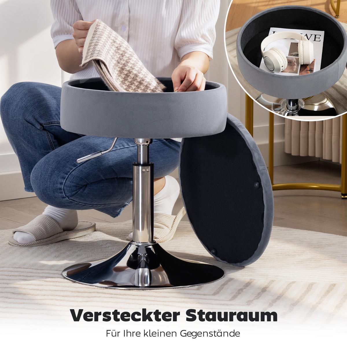 BARHOCKER Polyester Stahl Grau - Silberfarben/Grau, Textil/Metall (39/65/39cm) - HOMCOM