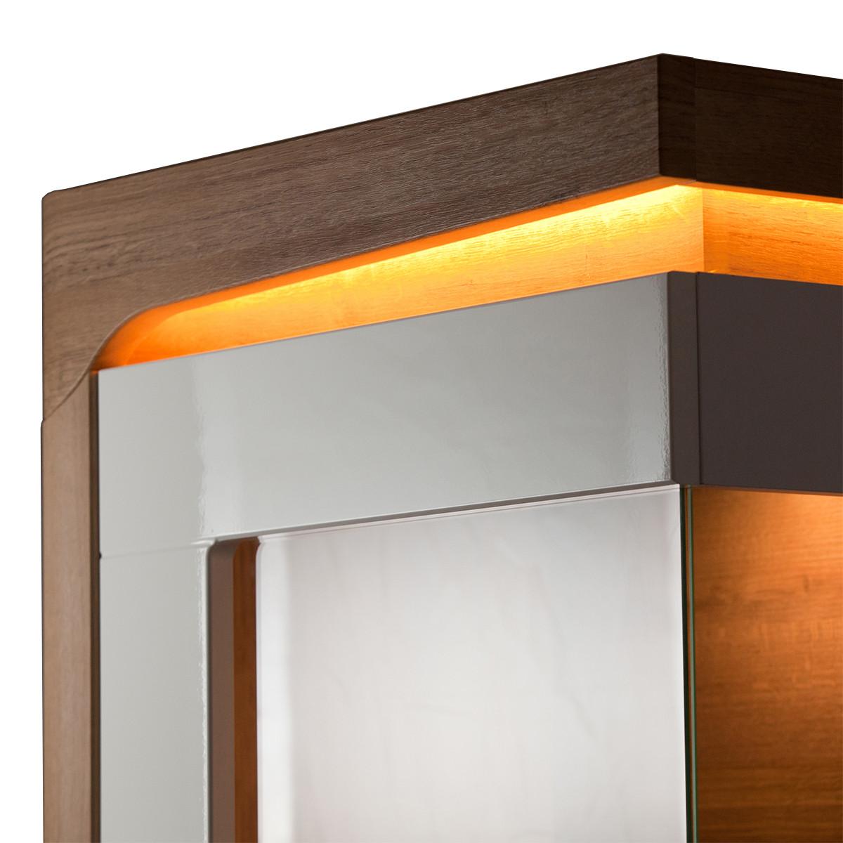 VITRINE Teo Weiß und Holz - Weiß, Holzwerkstoff (64/197/43cm) - Petits-meubles