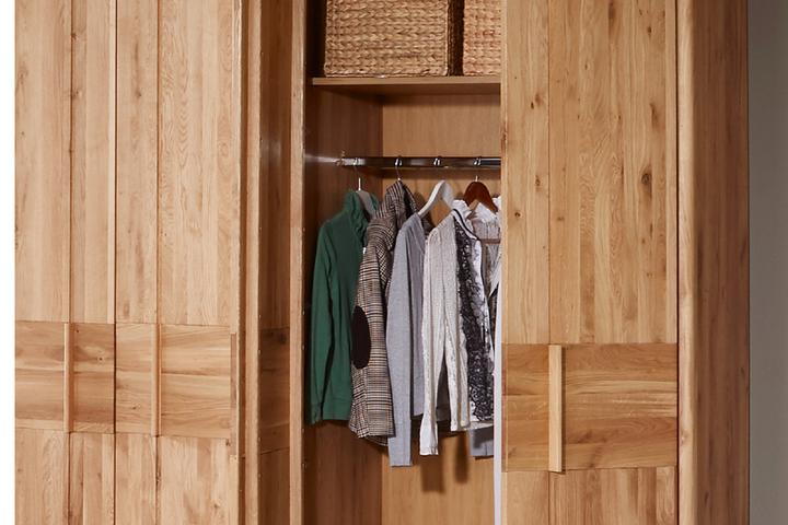 Drehtürenschrank Wildeiche 2 Kleiderstangen 6 Einlegeböden