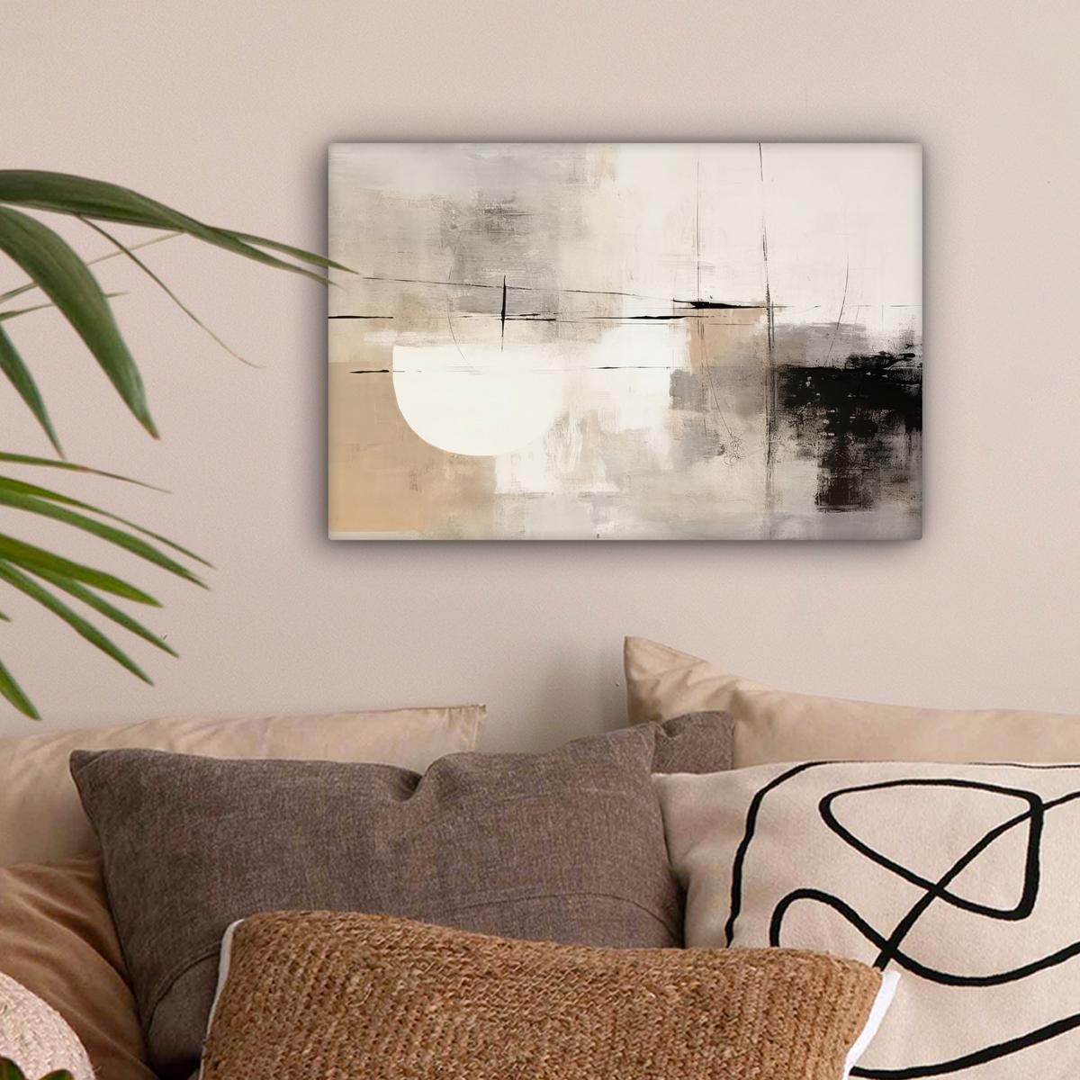 LEINWANDBILD Abstrakt - Kunst - Grau Deko Schlafzimmer 30x20 cm - Hellgrau, Textil (30/20cm) - MuchoWow