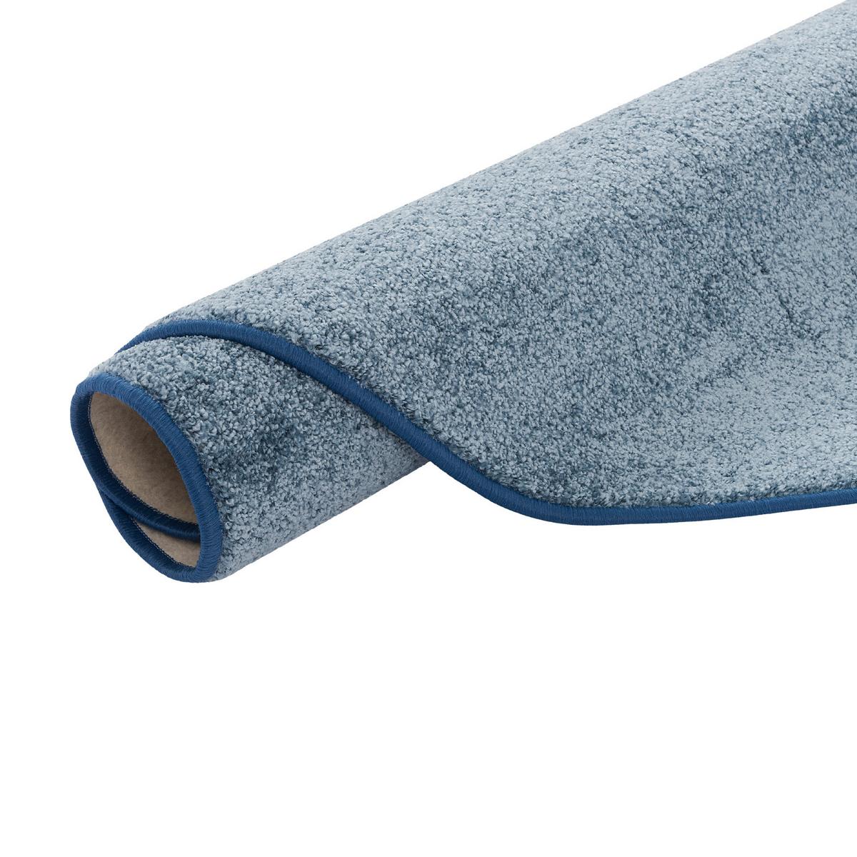 HOCHFLOR VELOURS TEPPICH LUNA RUND - Blau, Textil (133/133cm) - Snapstyle