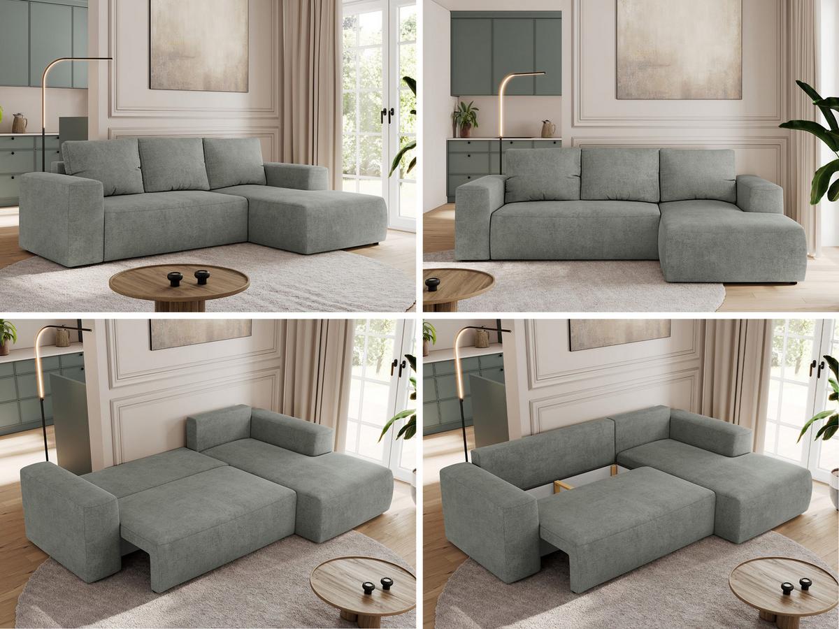 ECKSOFA TRENTINO L Grau Stukture - Rechts - Schwarz/Grau, Kunststoff/Textil (164/266cm) - MKS