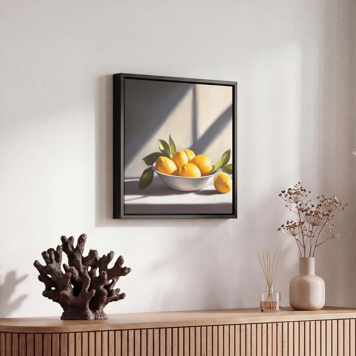 LEINWAND Bilder mit Rahmen - Zitronen - Stilleben - Gelb - 20x20 - Gelb, Textil (20/20cm) - MuchoWow