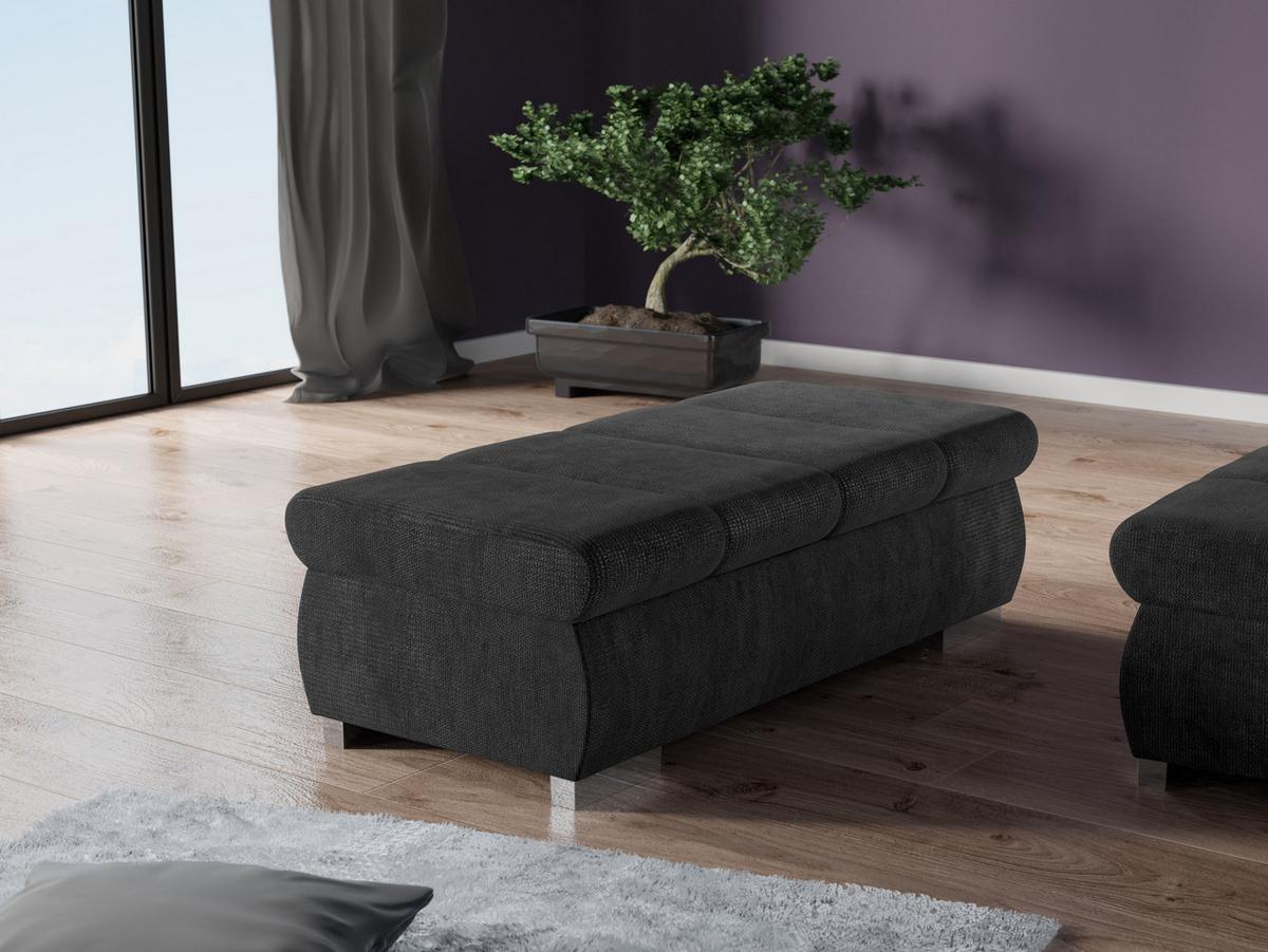 POLSTERHOCKER Bangkok Groß - Anthrazit/Silberfarben, Holz/Kunststoff (120/39/60cm) - MIRJAN24
