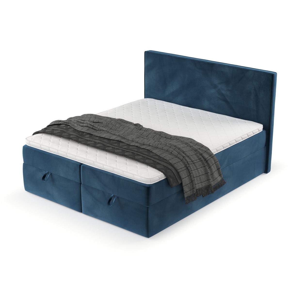 BOXBETT Velma 160/200 cm Dunkelblau im Kronos Stoff - Schwarz/Dunkelblau, Holz/Holzwerkstoff (160/200cm) - AltaBeds