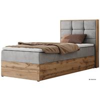 BOXBETT ALBERO 1 90/200 - Hellgrau Velvet - Topper Visco - H3 - Rechts - Hellgrau/Schwarz, Kunststoff/Textil (90/200cm) - MKS