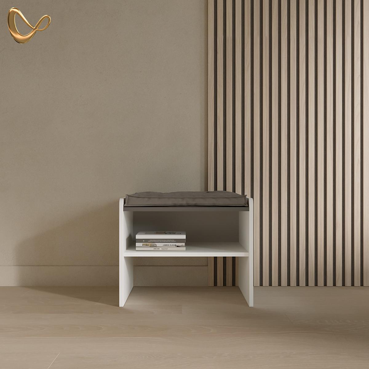 ESSZIMMERBANK Tiberio Weiß 53.5 x 41.1 cm - Weiß, Holzwerkstoff (53.5/45.5/41.1cm) - Livinity®