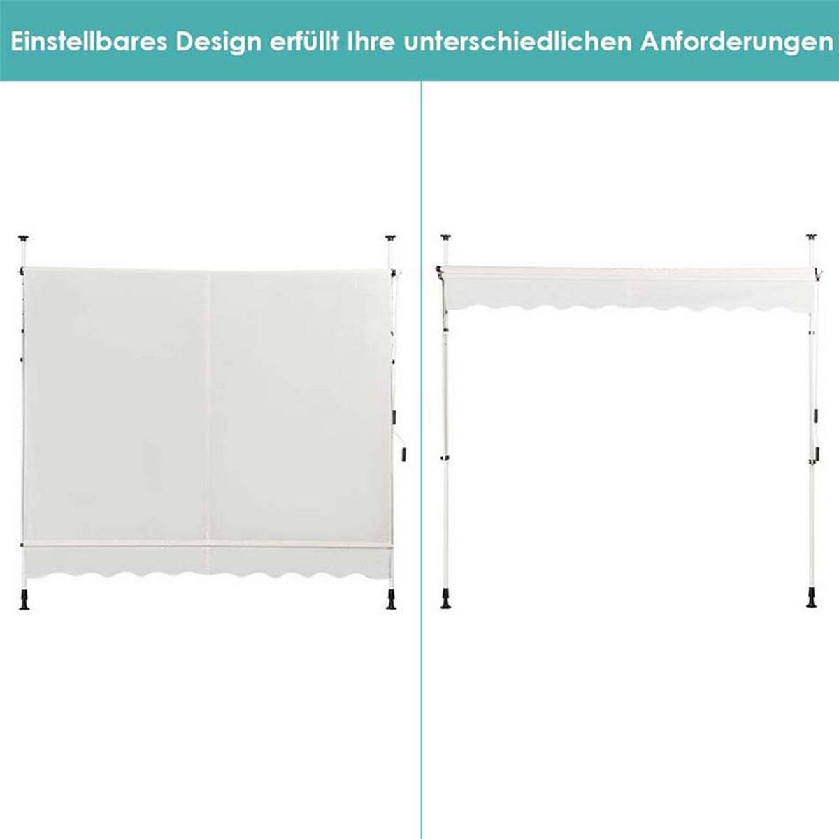 KLEMMMARKISE 200cm Beige - Beige, Metall (200/300/120cm) - COSTWAY