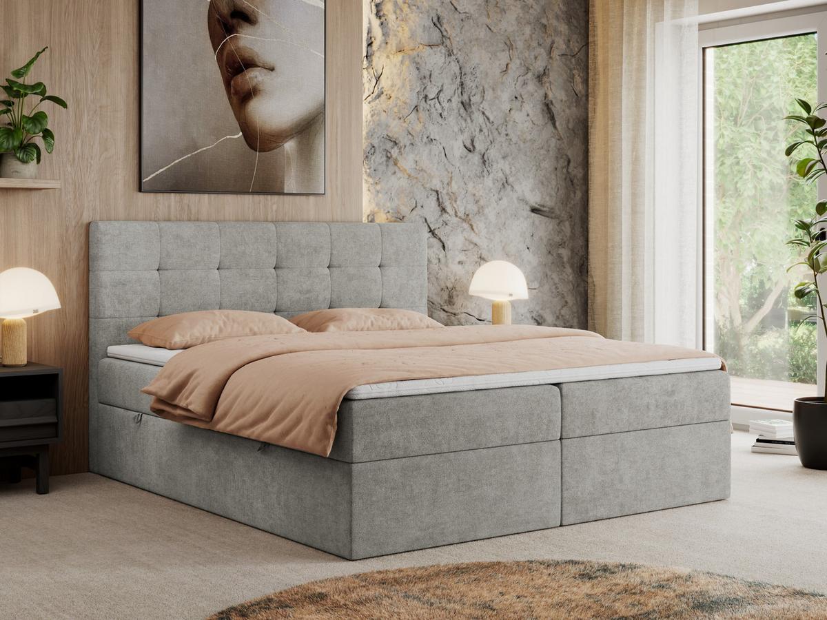 BOXBETT CENTO 120/200 Hellgrau Strukture - H3 - Hellgrau, Holz/Textil (120/200cm) - MKS