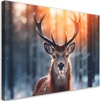 WANDBILD hirsche auf dem hintergrund des sonnenuntergangs - Braun, Textil (60/40cm) - Feeby