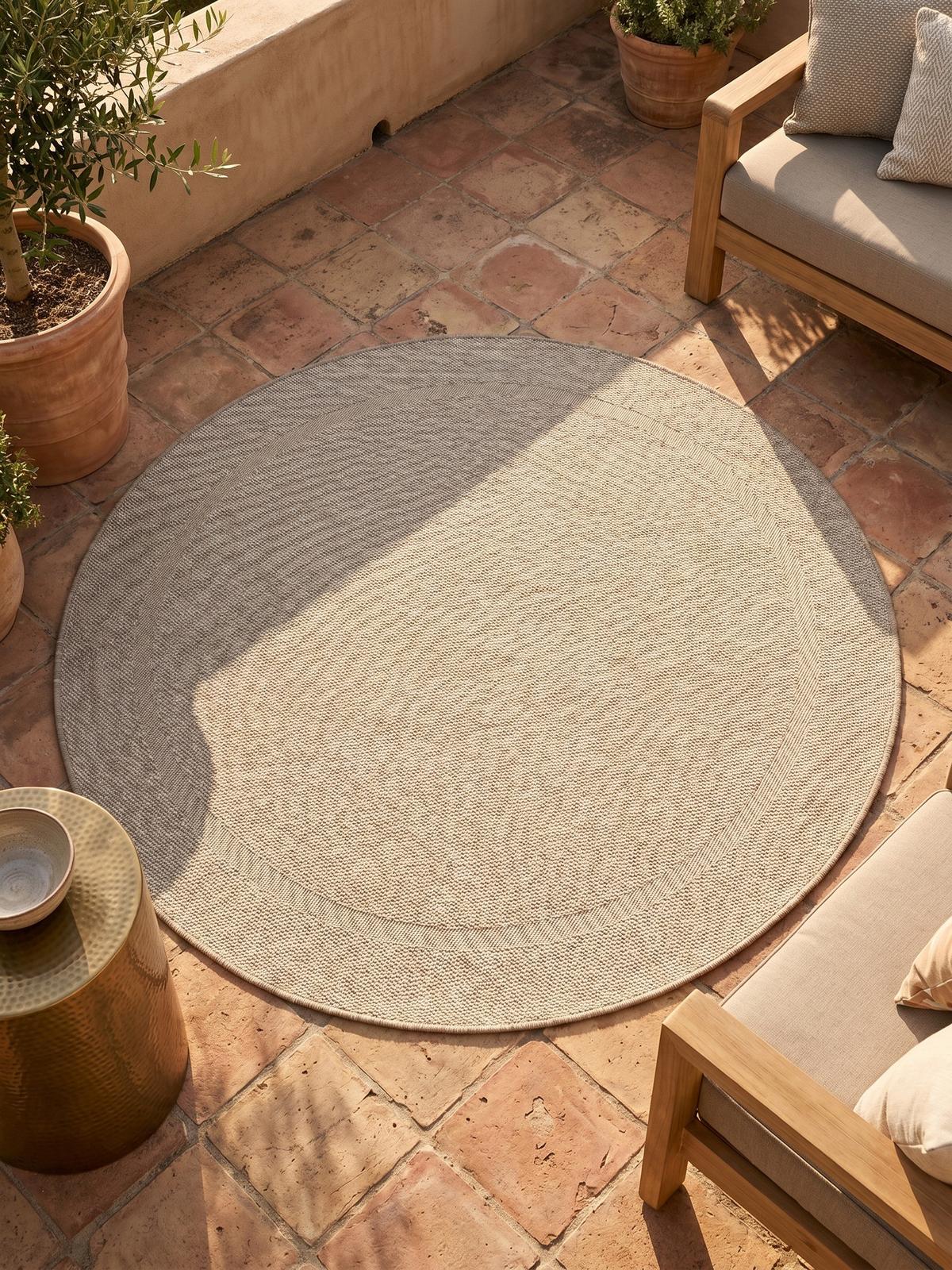 TEPPICH Outdoor ALSTER in Beige, einfarbig, Ø 160 cm - Beige, Textil (160/160cm) - KADIMA DESIGN