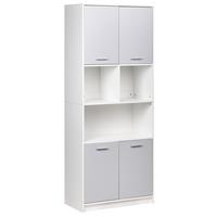 BÜCHERREGAL mit 4 Türen Grau/Weiß Zehna - Weiß/Grau, Holzwerkstoff (80/197/40cm) - Beliani