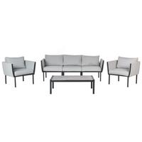 GARTENLOUNGE 5-Sitzer Grau Skala - Grau, Metall - Beliani