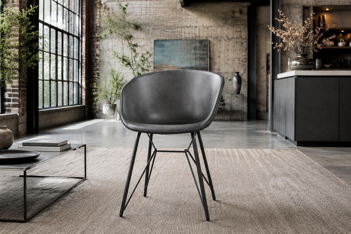 STUHL DANI Braun Kunstleder (4er-Set) - Braun, Leder (60/79/52cm) - KAWOLA
