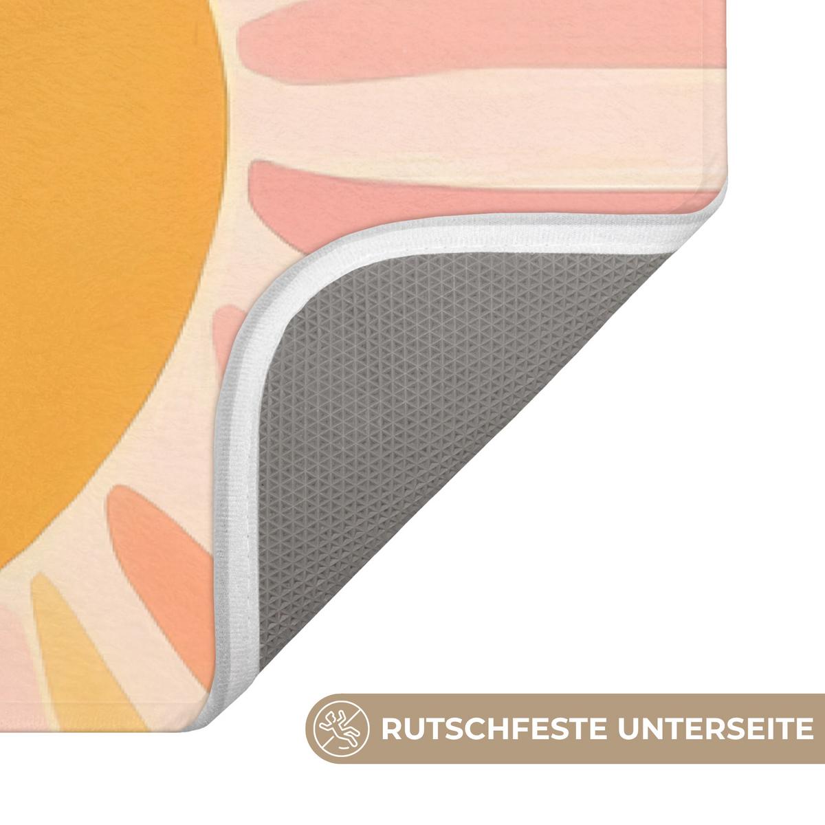 BADEMATTE Illustration - Sonne - Pastellfarben 60x120 cm - Pastellblau, Textil (60/120cm) - OnlyWow