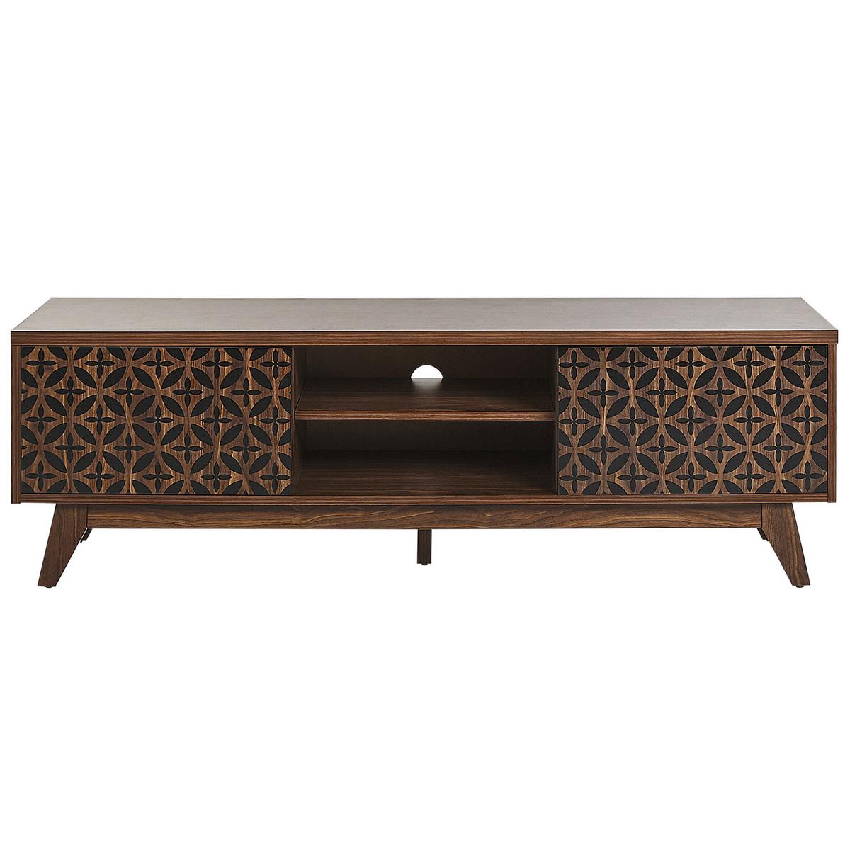 TV-MÖBEL Dunkelbraun, Schwarz Prescot 40/140/45 cm - Dunkelbraun, Holzwerkstoff (140/45/40cm) - Beliani