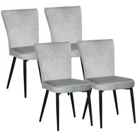 ESSZIMMERSTUHL, 4er-Set Küchenstühle, Essstuhl mit Rückenlehne, Samtoptik Grau - Grau, Kunststoff (65/87/46cm) - HOMCOM