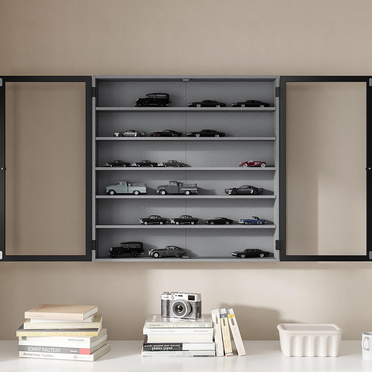 WANDSCHRANK mit Glasfront und verstellbaren Böden FSB113-H-DG - Ahornfarben, Fell (80/80/12.2cm) - SoBuy