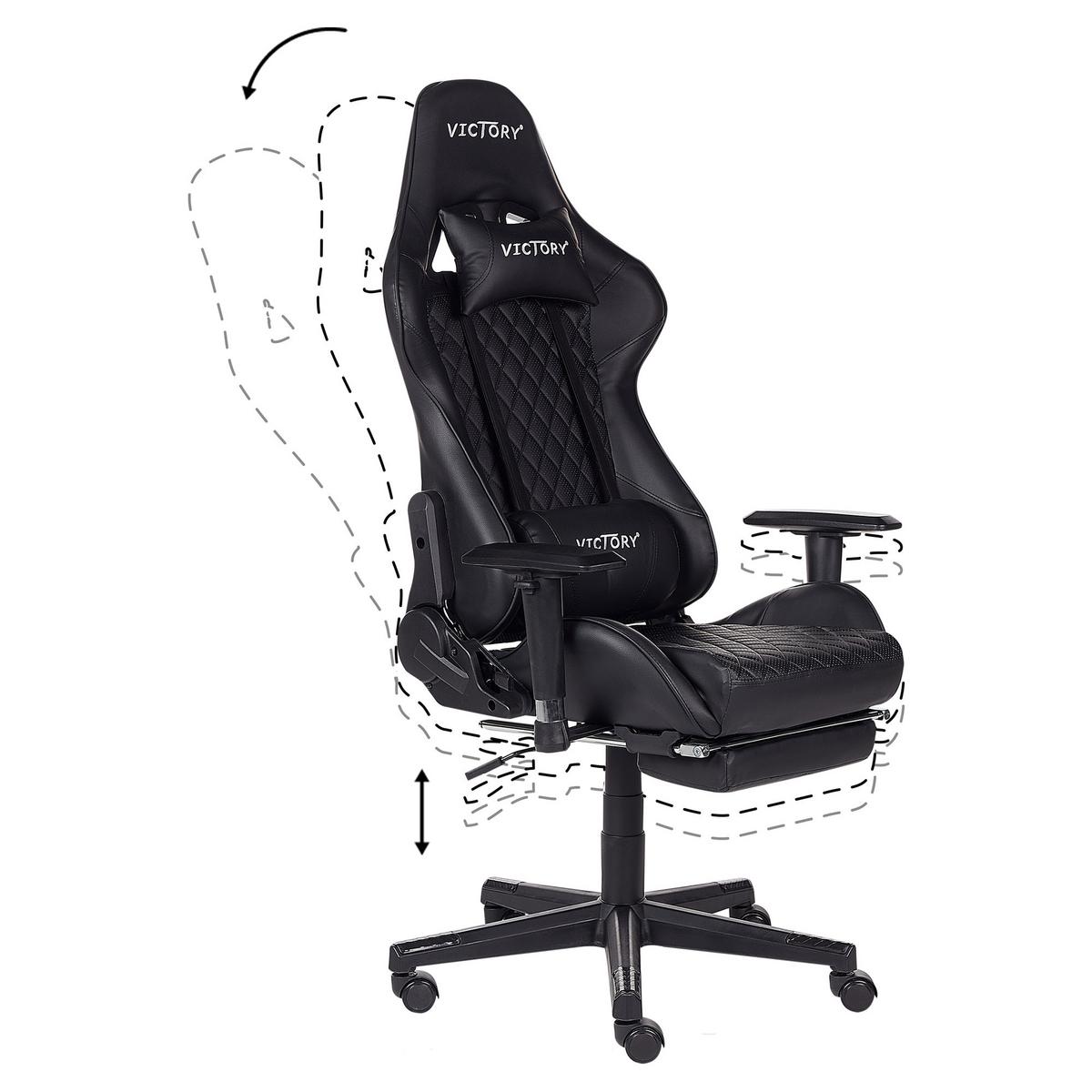 BÜROSTUHL Kunstleder Schwarz Victory - Schwarz, Kunststoff/Textil (55/124/60cm) - Beliani