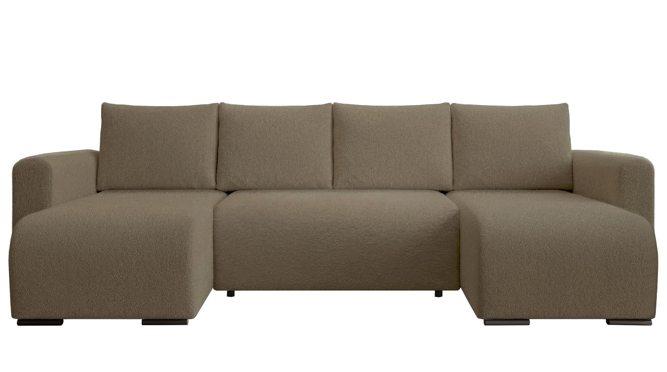 WOHNLANDSCHAFT DORA U mit Bettkasten und Schlaffunktion, U-Form, bequem - Cappuccino, Textil (305/85/140cm) - Storez24