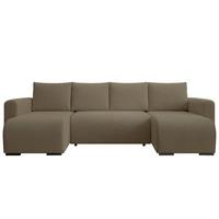 WOHNLANDSCHAFT DORA U mit Bettkasten und Schlaffunktion, U-Form, bequem - Cappuccino, Textil (305/85/140cm) - Storez24