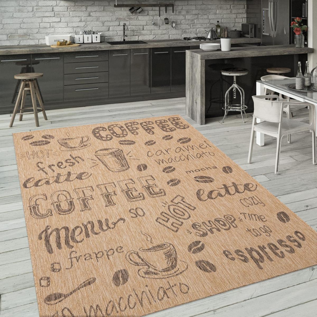 FLACHWEBTEPPICH, mit Schriftzug, aus Polypropylen, Beige, 80 x 150 cm - Beige, Textil (150/80cm) - KADIMA DESIGN