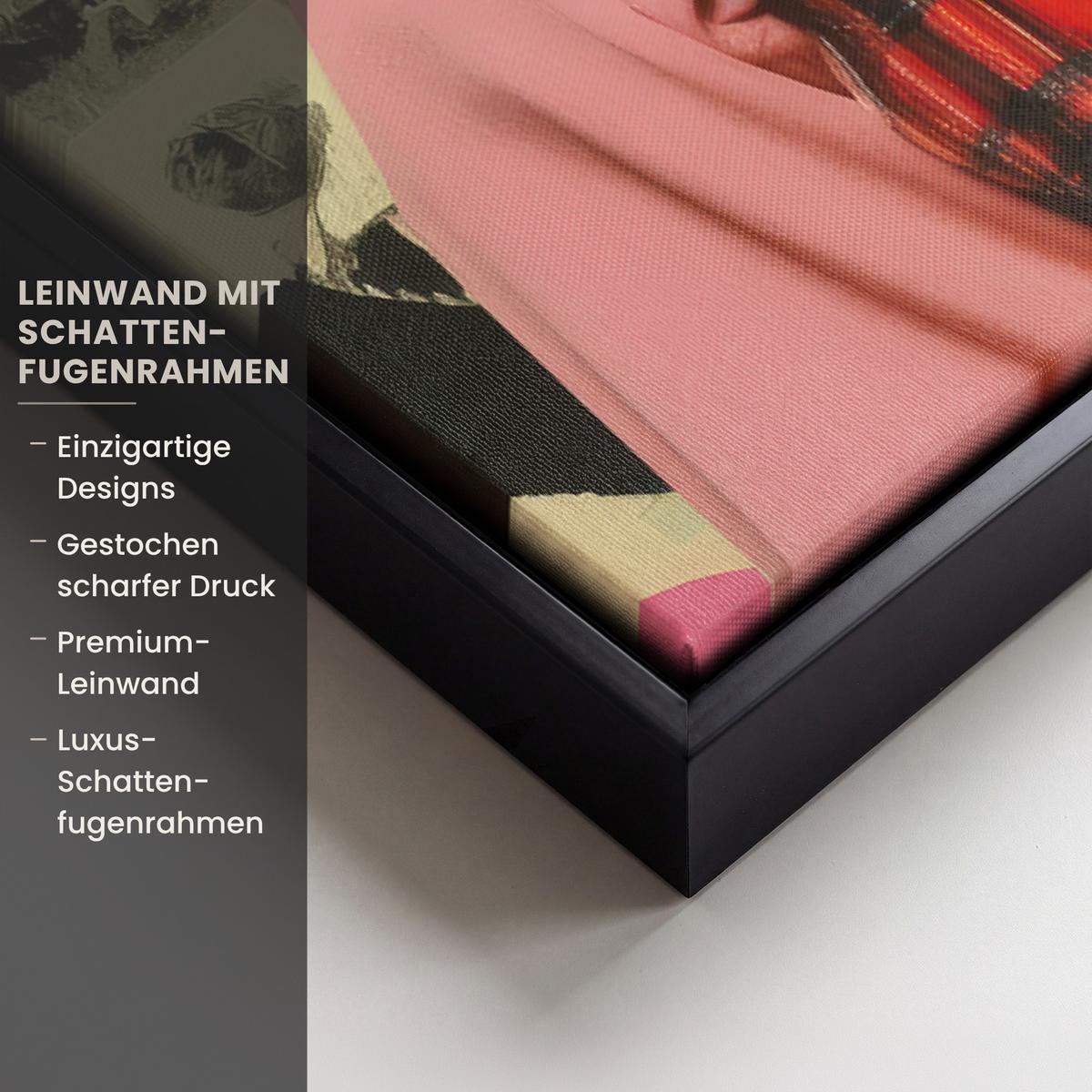 LEINWAND Bilder mit Rahmen - Mädchen - Sonnenbrille - Katze - Retro - 40x60 - Beige, Textil (40/60cm) - MuchoWow