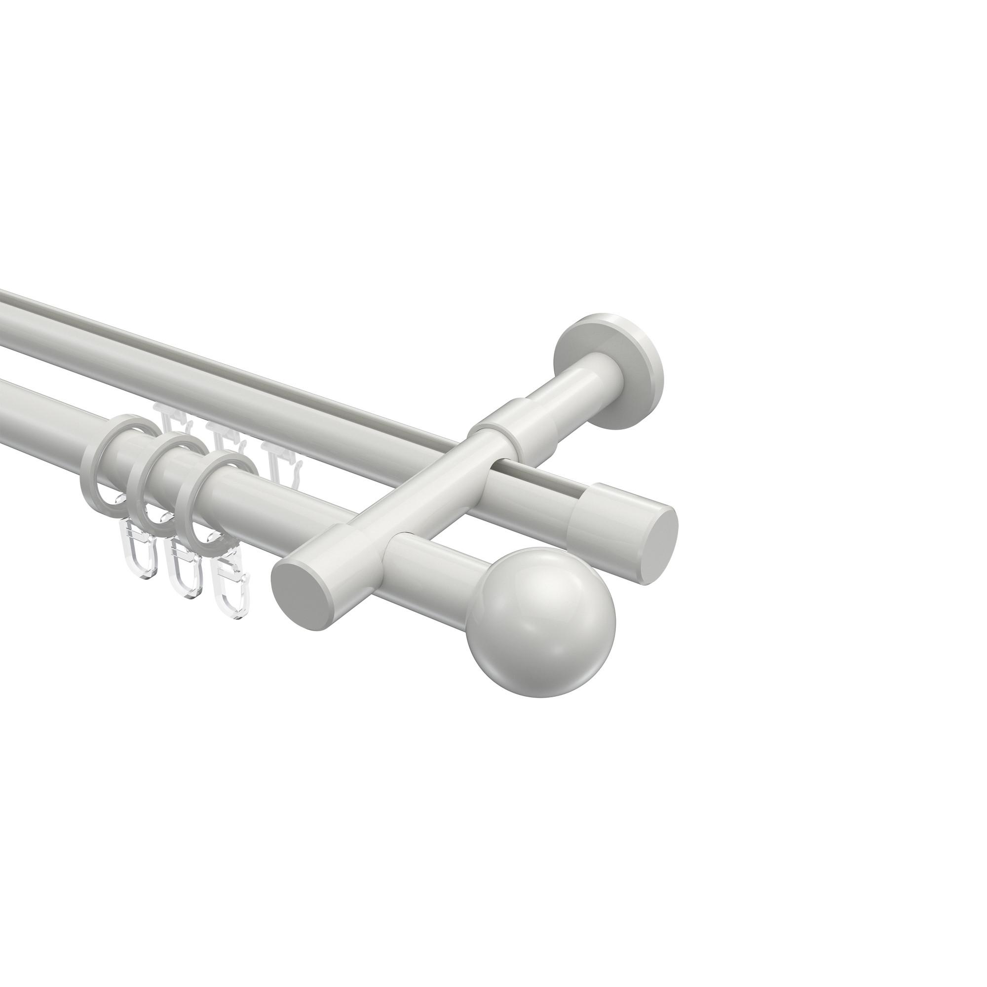 GARDINENSTANGE RUNDROHR-INNENLAUF Prestige Luino 320 cm (geteilt in 2 x 160 cm), 2-läufig, 20 mm Ø Weiß - Weiß, Metall (320cm) - INTERDECO