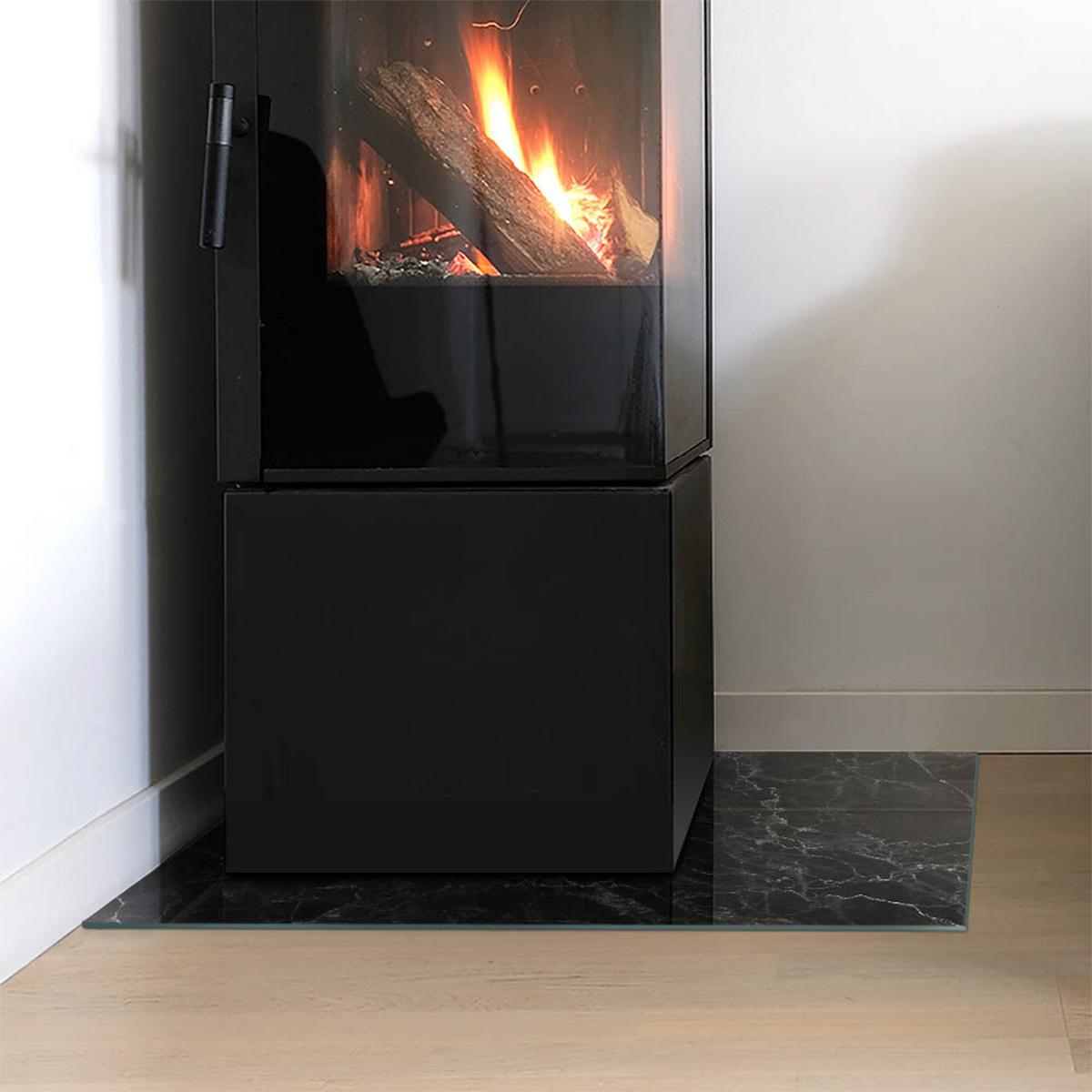 GLASPLATTE für Kamin 60x40 cm - Schwarz, Glas (60/40/0.4cm) - TULUP