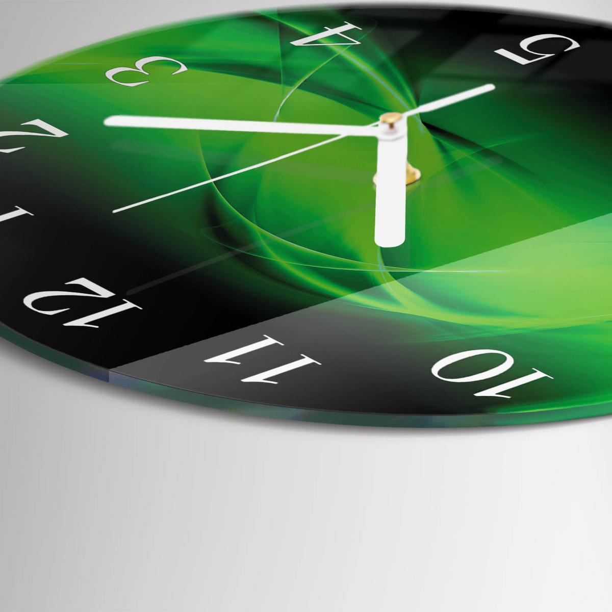 WANDUHR aus Glas Ø30 cm - Abstraktion - Grün, Glas (30/30/0.4cm) - TULUP
