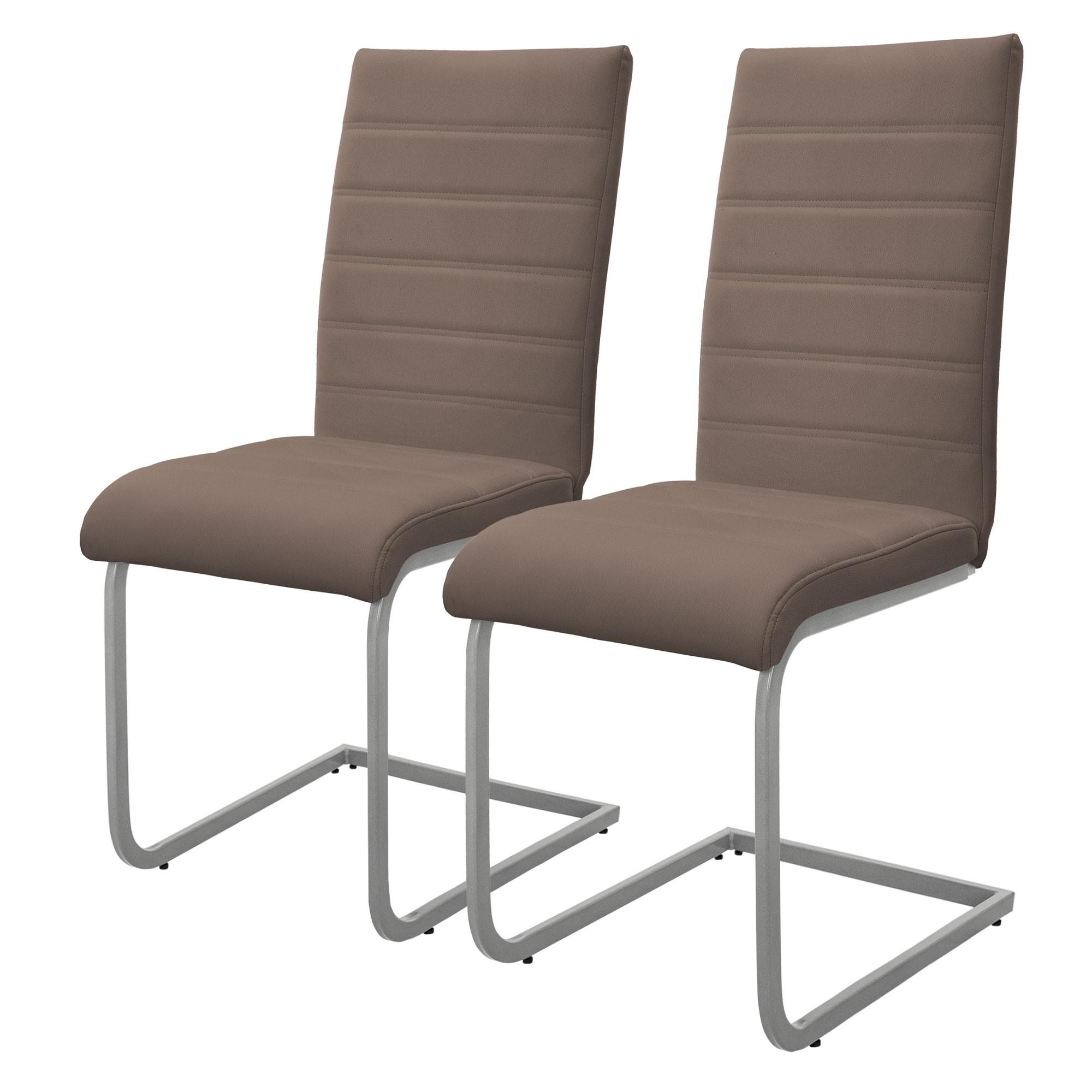 SCHWINGSTUHL 2er Set Braun Kunstleder - Silberfarben/Braun, Metall (40/102/57cm) - ML-DESIGN