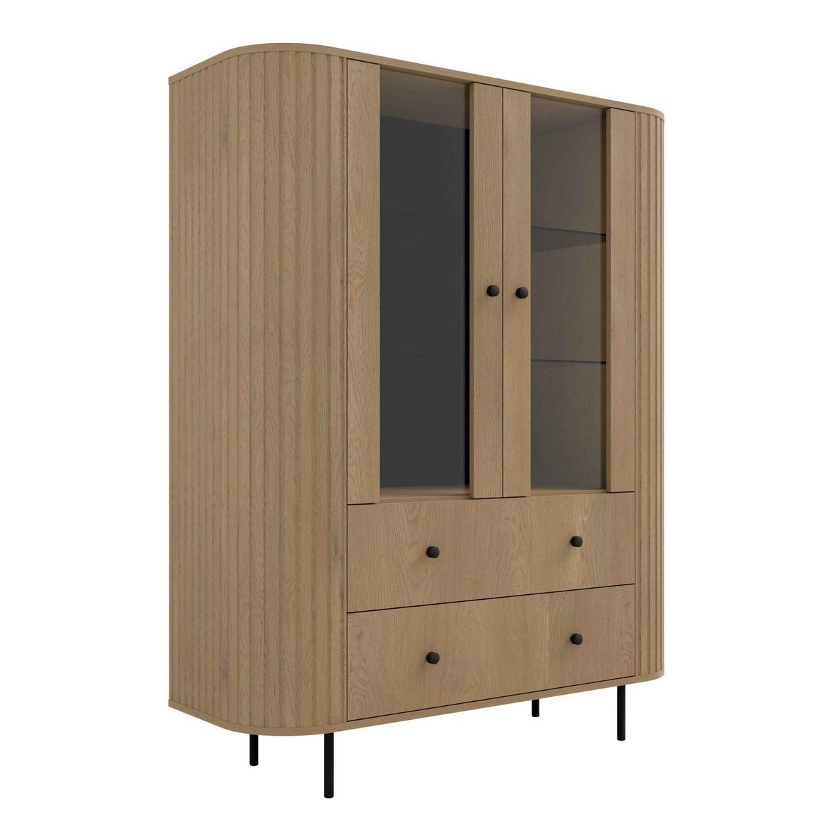 VITRINE BOLLA 155 / 123 cm in Eichefarben - Eichefarben, Holzwerkstoff (123/155/42.3cm) - MASSENO