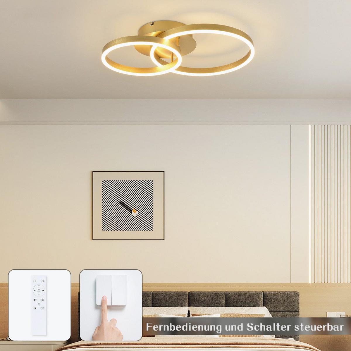 LED-DECKENLEUCHTE Macarthur 30/40/24cm - Goldfarben, Metall (40/30/24cm) - Nettlife