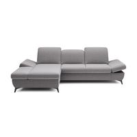ECKSOFA FELICE L-S Hellgrau Geflochtener Stoff mit Schlaffunktion - Hellgrau, Holz (284/166cm) - MASSENO