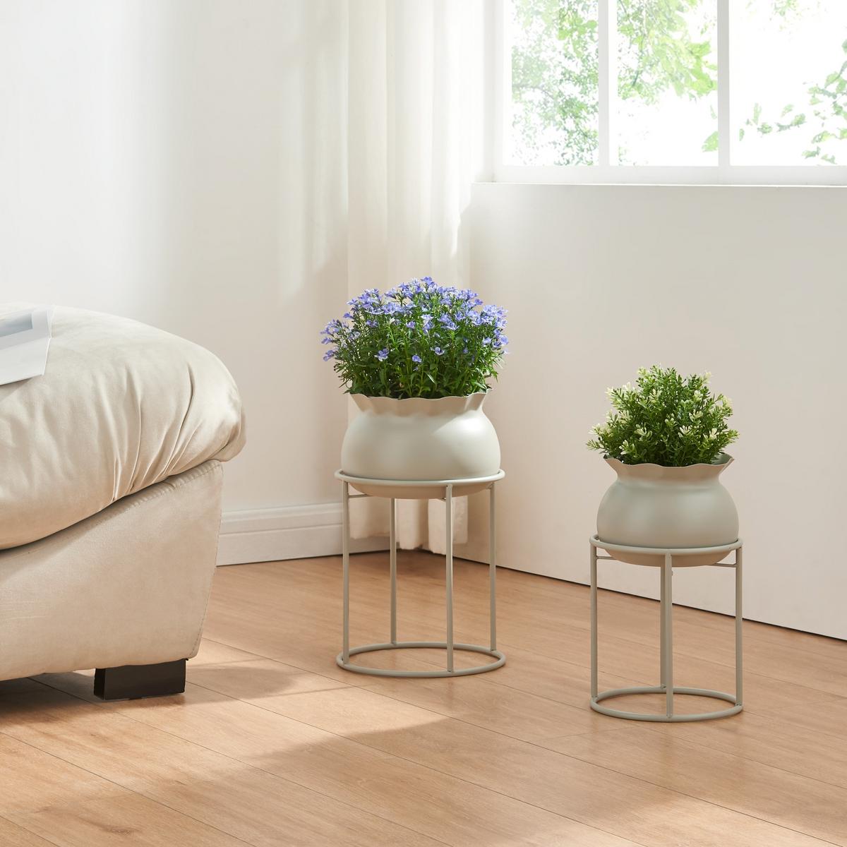 BLUMENSTÄNDER Assen - Hellgrau, Metall (19.5/19.5/31.5cm) - [en.casa]
