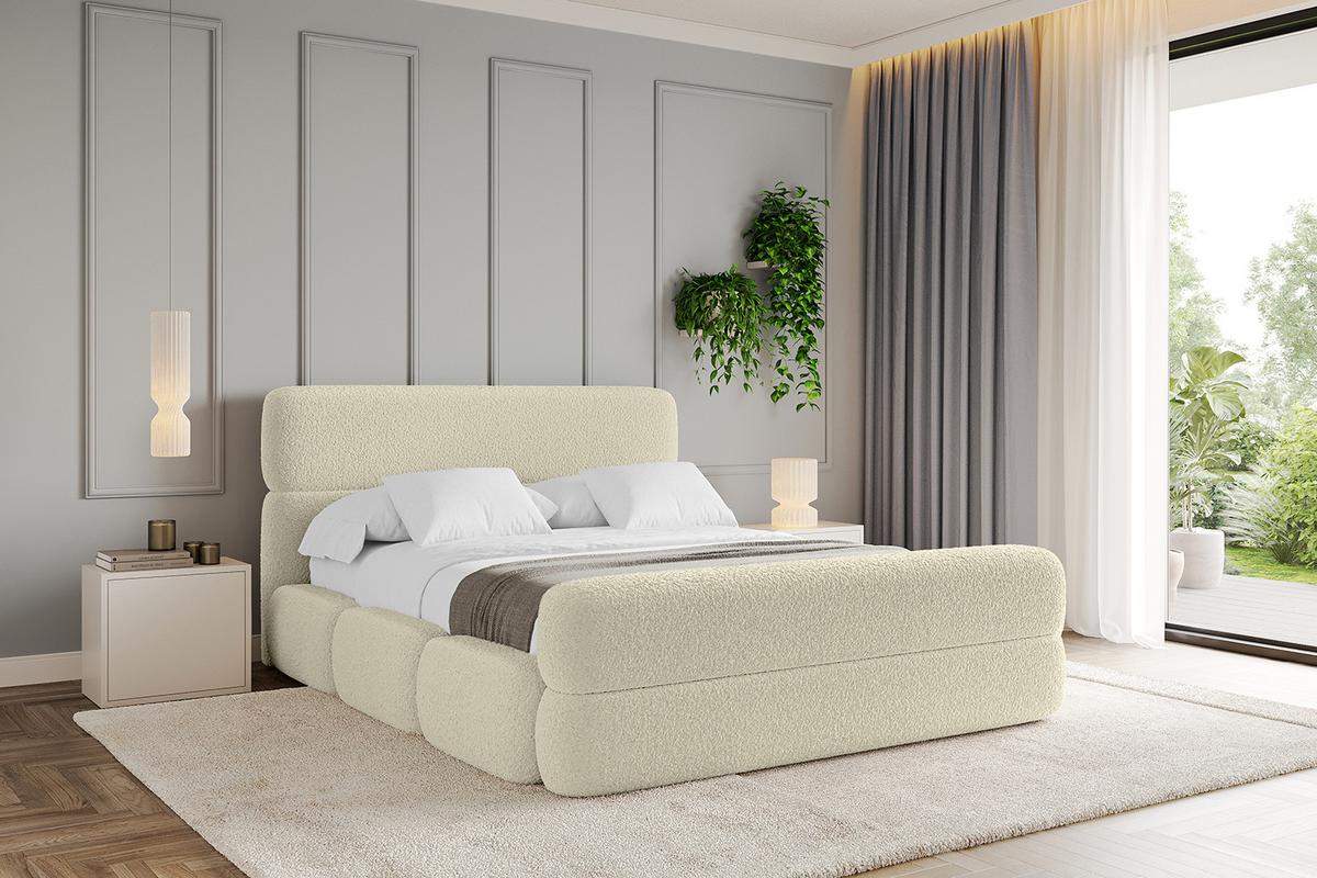 POLSTERBETT mit Bettkasten, Fußteil und Lattenrost, Bett mit Matratze H3/H4 - ELVA-Z 180x200 Beige - Taupe, Holzwerkstoff/Textil (180/200cm) - ALTDECOR