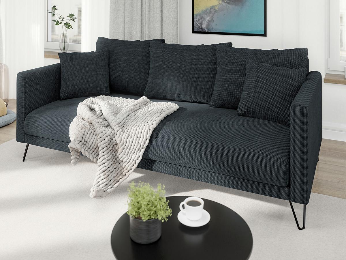 3-SITZER-SOFA Harmony Graphit Chenille - Graphitfarben/Schwarz, Textil/Metall (200/85/100cm) - S-Style Möbel