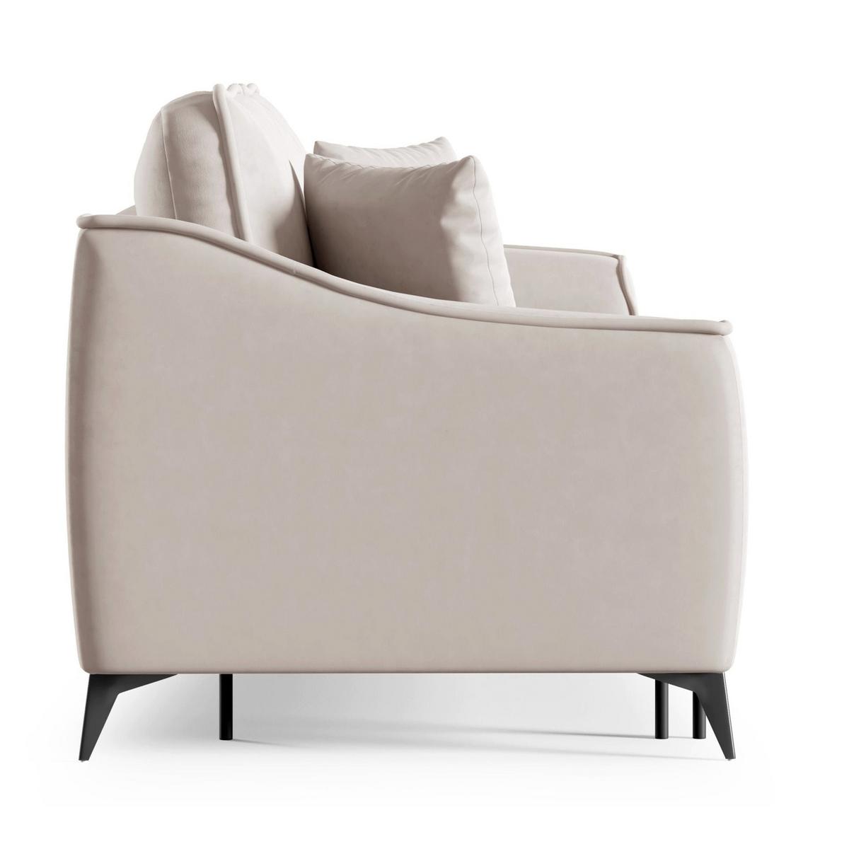 3-SITZER SCHLAFSOFA Louisos Samt Hellbeige - Ecru/Schwarz, Textil/Metall (249/100/100cm) - Selsey
