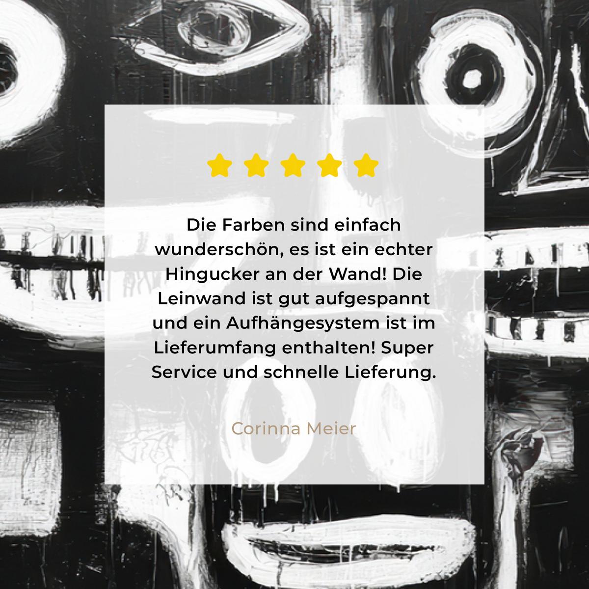 LEINWANDBILD Malerei - Figuren - Schwarz - Abstrakt Wanddeko 90x60 cm - Schwarz, Textil (90/60cm) - MuchoWow