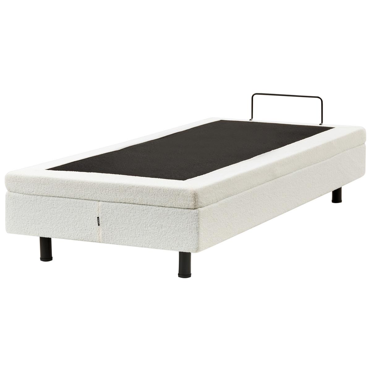 BETT verstellbar ohne Kopfteil Bouclé 90/200 cm Cremeweiß Duke - Creme, Textil (90/200cm) - Beliani