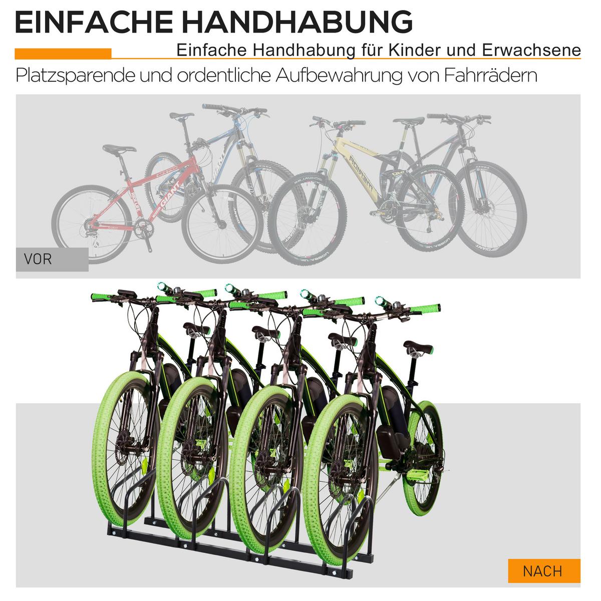 FAHRRADSTÄNDER, Stahl, Schwarz, 110x33x27cm - Schwarz, Metall (33/27/110cm) - HOMCOM