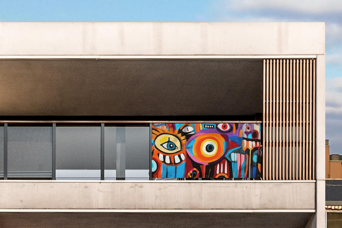 BALKON-SICHTSCHUTZ Abstrakt - Gesicht - Farbenfroh Witterungsbeständig 200x90 cm - Multicolor, Kunststoff (200/90cm) - MuchoWow