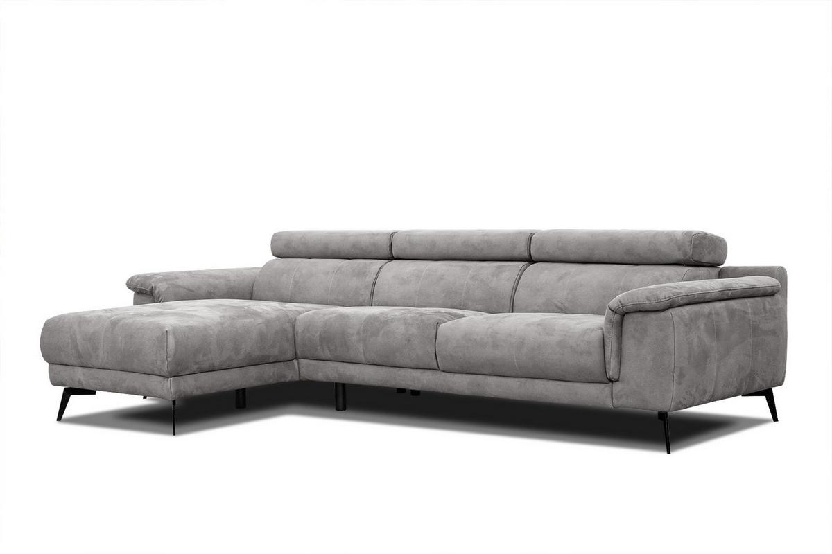 ECKSOFA FIERO 4-Sitzer, hellgrau - Hellgrau/Schwarz, Holzwerkstoff/Textil (158/269cm) - Wozimo
