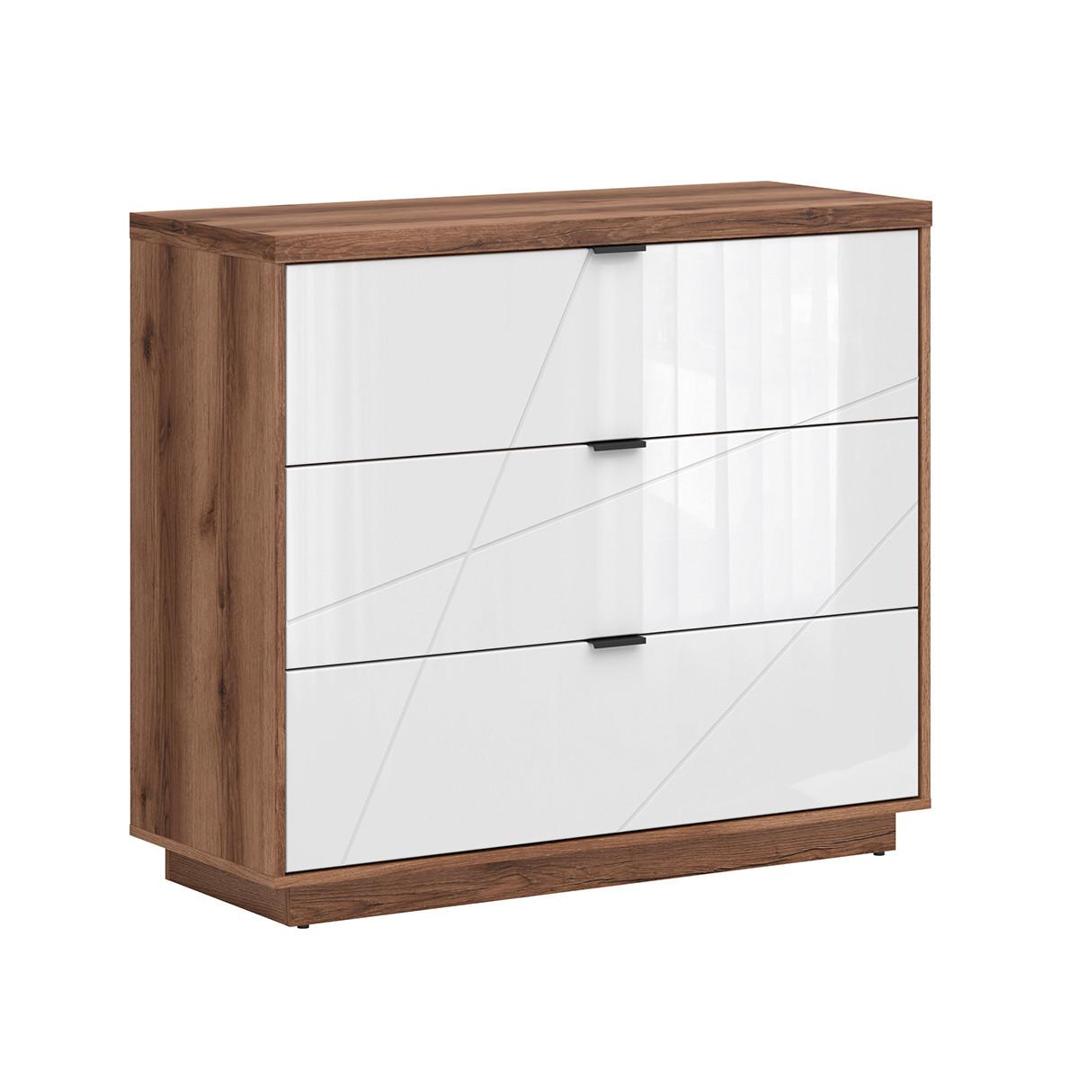 KOMMODE Sven Weiß und Holz - Weiß, Holzwerkstoff (106/93/42cm) - Petits-meubles