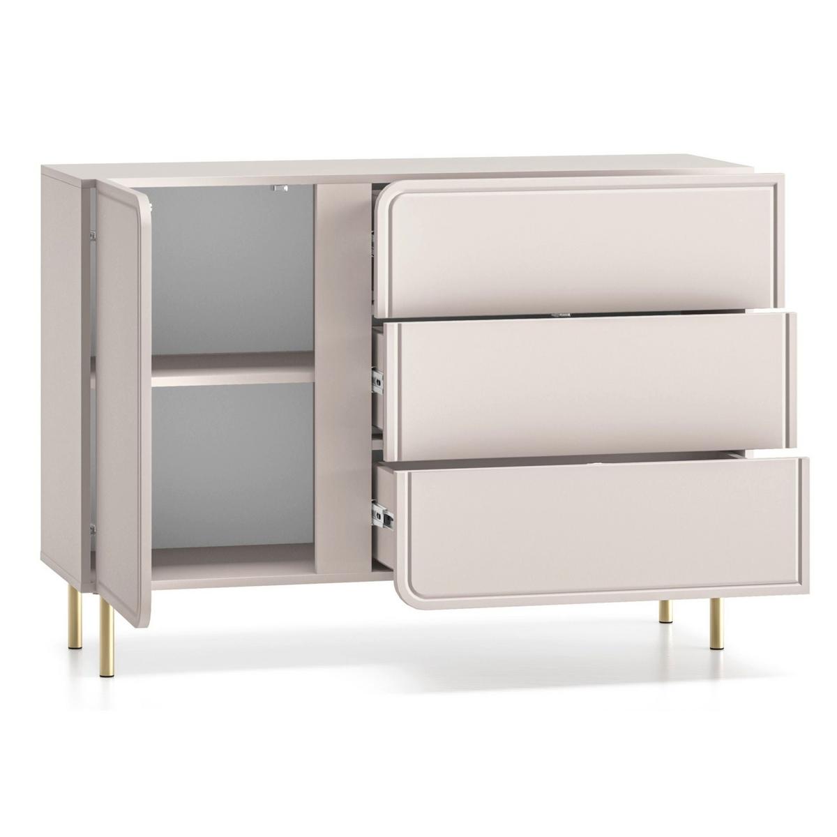 SIDEBOARD Loppa Kaschmirbeige 120 cm - Beige/Goldfarben, Holzwerkstoff/Metall (120/85/40cm) - Selsey