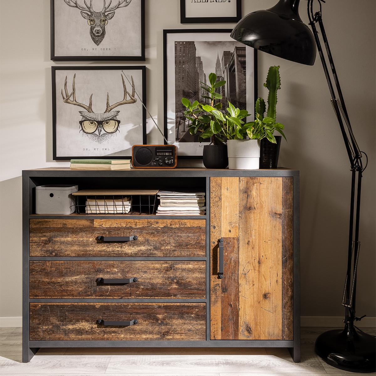 SIDEBOARD Paul Holz und Grau - Grau, Holzwerkstoff (131/91/40cm) - Petits-meubles