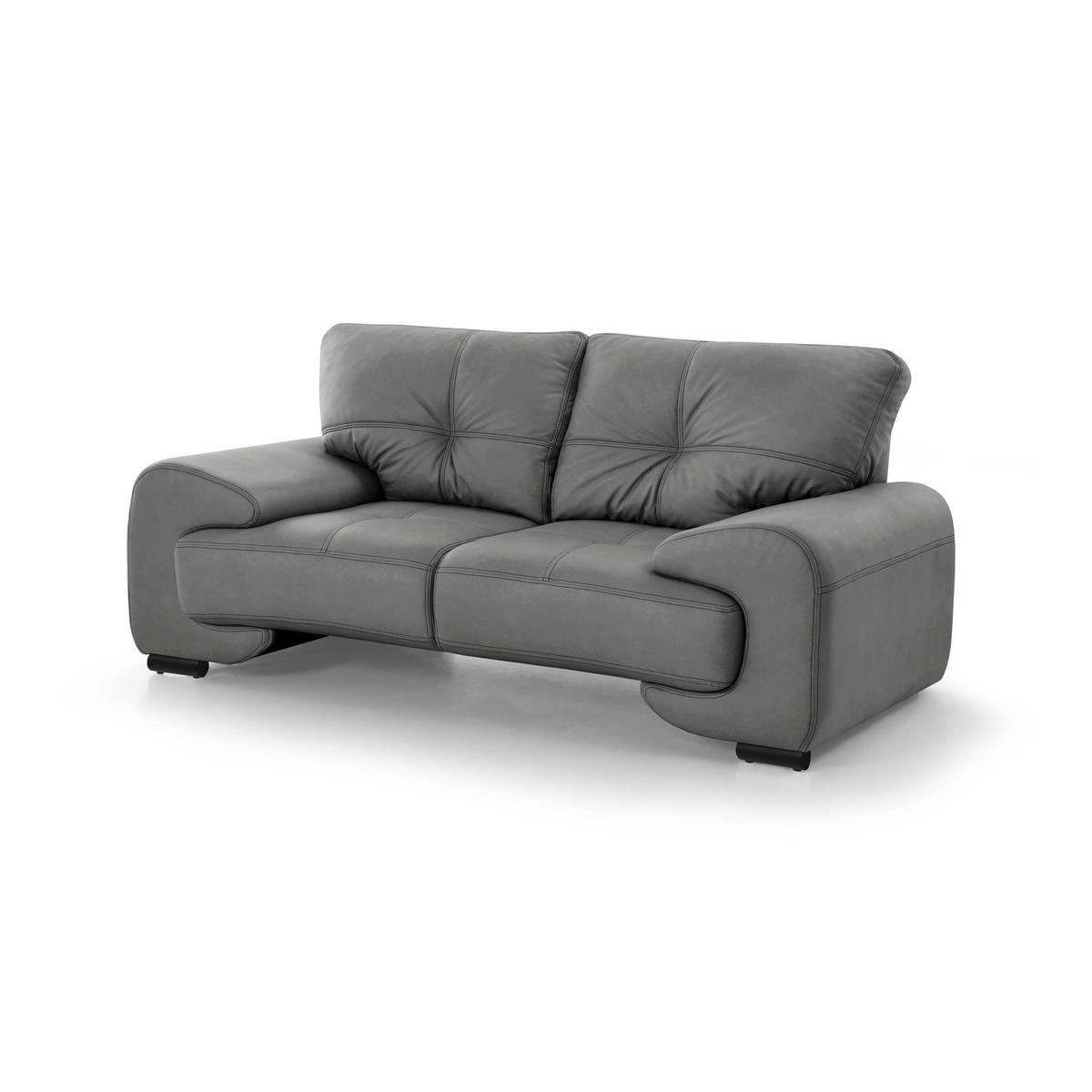 2-SITZER SOFA Omega aus Kunstleder, Grau - Schwarz/Grau, Leder (185/88/98cm) - Beautysofa